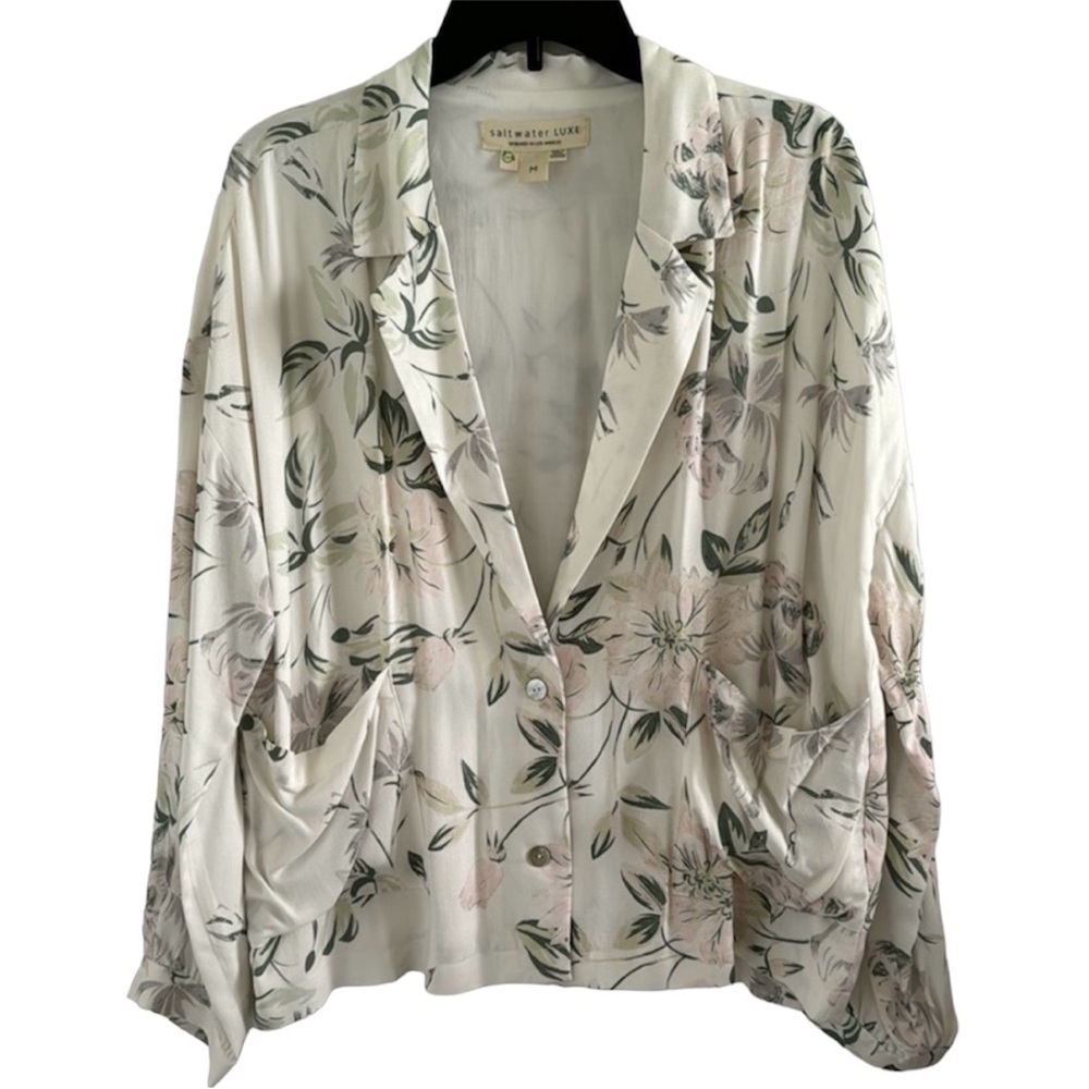 Saltwater LUXE Floral Blazer - White and Green